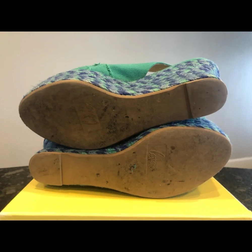 Castaner Green/Blue Frayed Edge Espadrilles